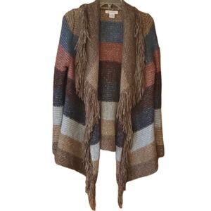 Liz Claiborne Womans Plush Shimmer Fringe‎ Open Cardigan Sweater Size Small